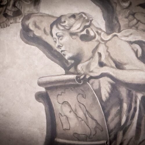 El pintor del ángel con la cara de Meloni borra el rostro de la mandataria “por orden del Vaticano”